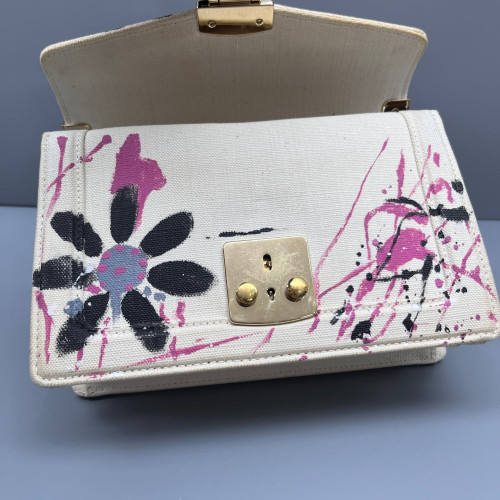 Miu Miu Two-Way Bag Canvas White Pink Black
