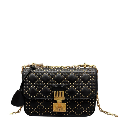 Dior Studded Dioraddict Flap Calfskin Black