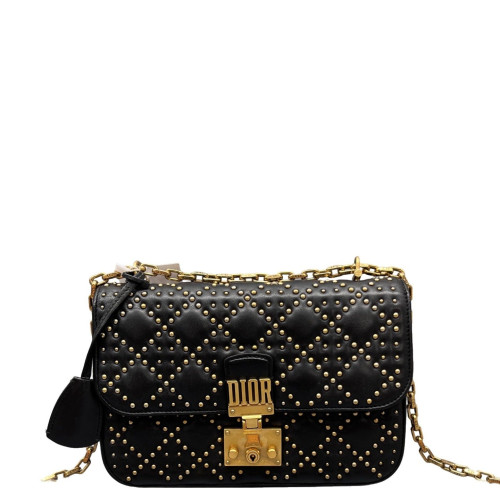 Dior Studded Dioraddict Flap Calfskin Black