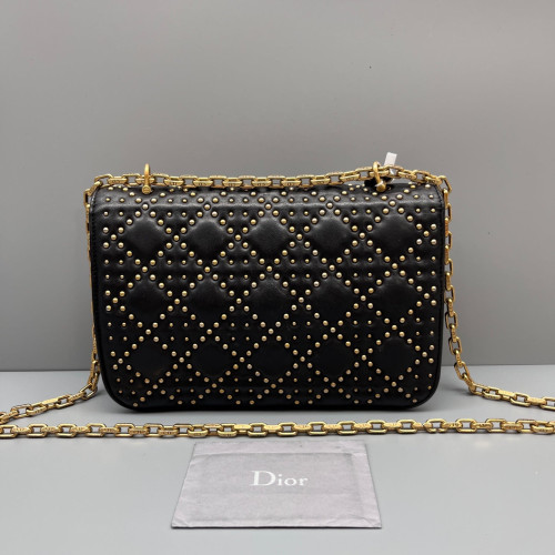 Dior Studded Dioraddict Flap Calfskin Black