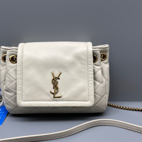 Yves Saint Laurent Mini Nolita Shoulder Bag Calfskin White