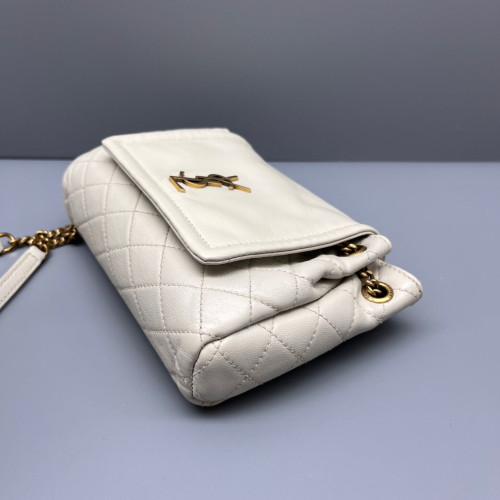 Yves Saint Laurent Mini Nolita Shoulder Bag Calfskin White