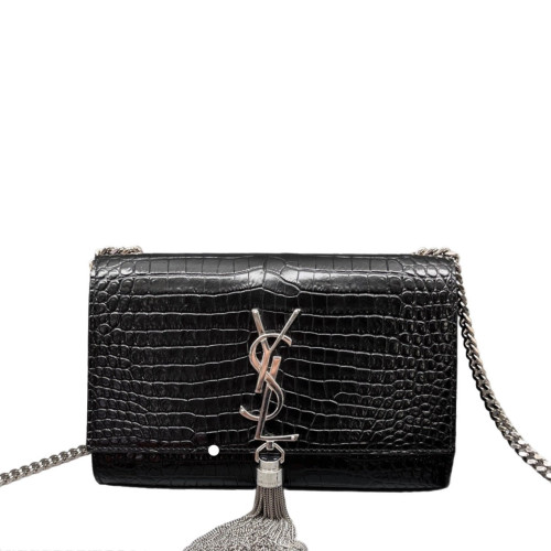 Yves Saint Laurent Small Kate Crossbody Bag Calfskin Crocodile Embossed Black Yves Saint Laurent Small Kate Crossbody Bag Calfskin Crocodile Embossed Black
