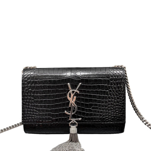 Yves Saint Laurent Small Kate Crossbody Bag Calfskin Crocodile Embossed Black Yves Saint Laurent Small Kate Crossbody Bag Calfskin Crocodile Embossed Black
