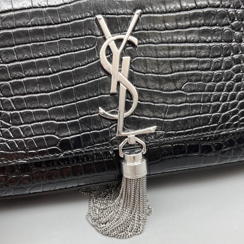 Yves Saint Laurent Small Kate Crossbody Bag Calfskin Crocodile Embossed Black Yves Saint Laurent Small Kate Crossbody Bag Calfskin Crocodile Embossed Black