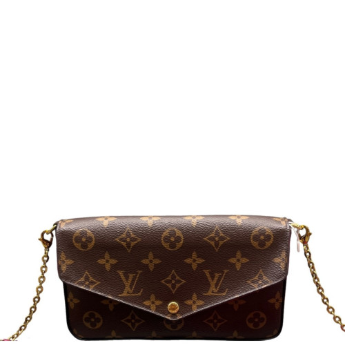 Louis Vuitton Pochette Felicie Chain Wallet Monogram Burgundy Brown