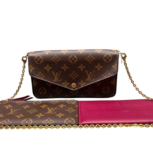 Louis Vuitton Pochette Felicie Chain Wallet Monogram Burgundy Brown