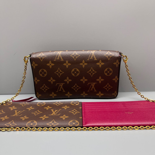 Louis Vuitton Pochette Felicie Chain Wallet Monogram Burgundy Brown