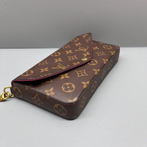 Louis Vuitton Pochette Felicie Chain Wallet Monogram Burgundy Brown