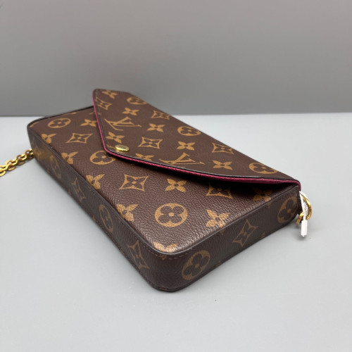 Louis Vuitton Pochette Felicie Chain Wallet Monogram Burgundy Brown