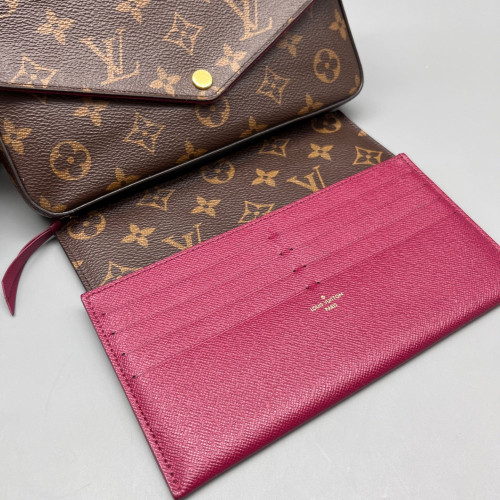 Louis Vuitton Pochette Felicie Chain Wallet Monogram Burgundy Brown