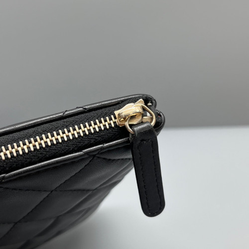 Chanel Quilted Large O Case Clutch Calfskin Black