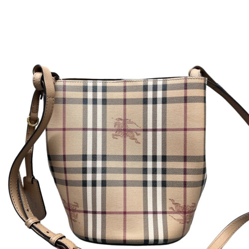 Burberry Small Lorne Bucket Crossbody Haymarket Check Calfskin Beige Brown Black Burberry Small Lorne Bucket Crossbody Haymarket Check Calfskin Beige Brown Black