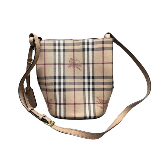 Burberry Small Lorne Bucket Crossbody Haymarket Check Calfskin Beige Brown Black Burberry Small Lorne Bucket Crossbody Haymarket Check Calfskin Beige Brown Black