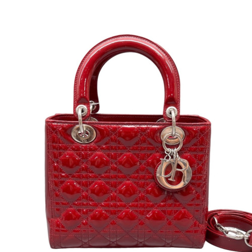 Dior Medium Lady Dior Patent Calfskin Red