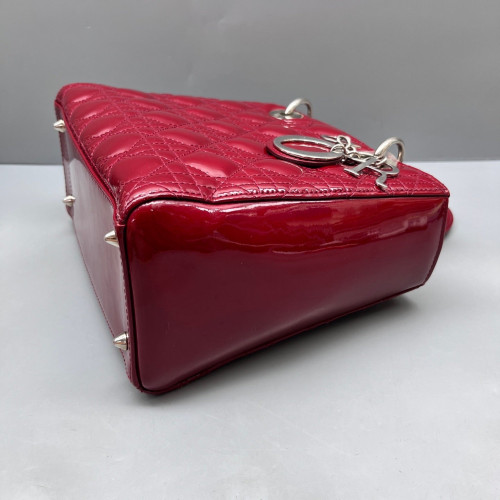 Dior Medium Lady Dior Patent Calfskin Red