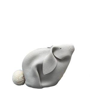 Loewe Bunny Shoulder Bag Grained Calfskin White