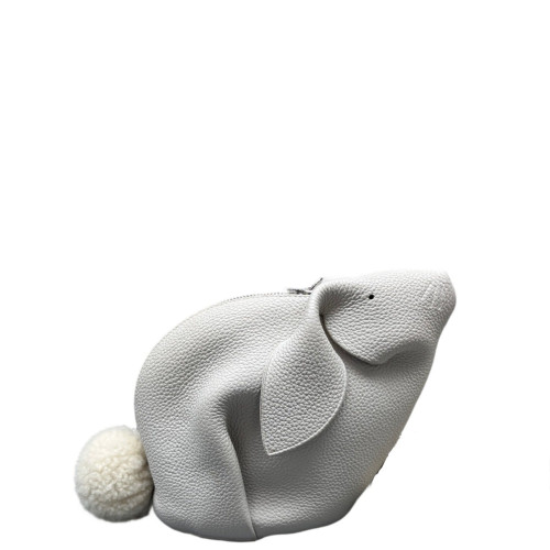Loewe Bunny Shoulder Bag Grained Calfskin White