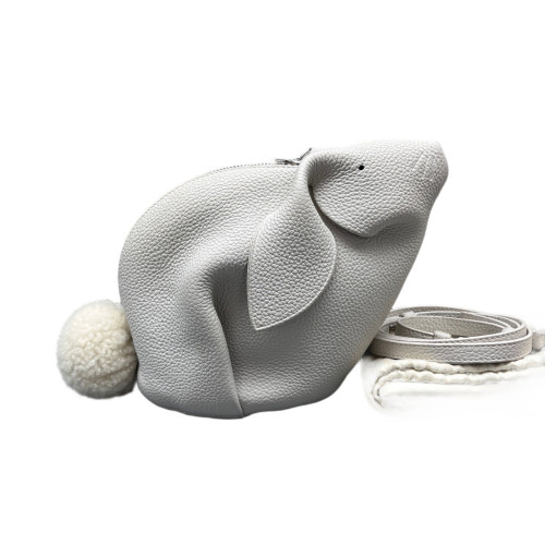 Loewe Bunny Shoulder Bag Grained Calfskin White