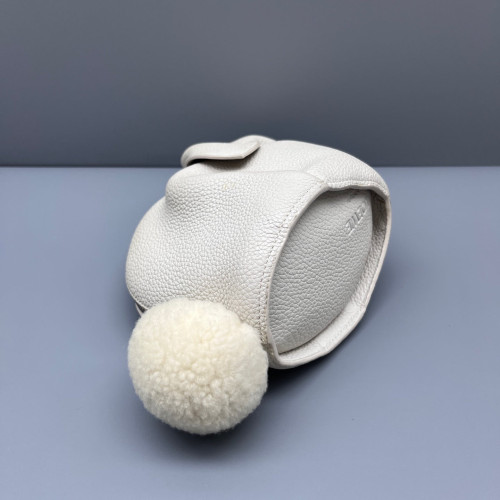 Loewe Bunny Shoulder Bag Grained Calfskin White