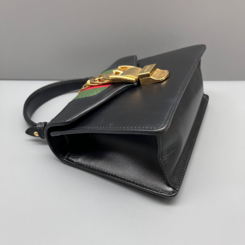Gucci Mini Sylvie Top Handle Calfskin Black Green Red Gucci Mini Sylvie Top Handle Calfskin Black Green Red