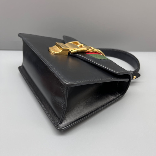 Gucci Mini Sylvie Top Handle Calfskin Black Green Red Gucci Mini Sylvie Top Handle Calfskin Black Green Red