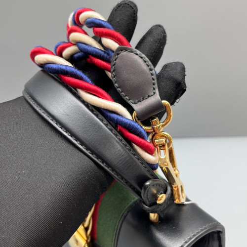 Gucci Mini Sylvie Top Handle Calfskin Black Green Red Gucci Mini Sylvie Top Handle Calfskin Black Green Red
