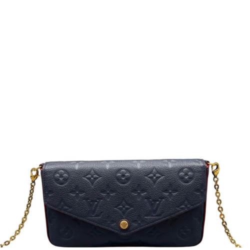 Louis Vuitton Pochette Felicie Chain Wallet Monogram Empreinte Dark Blue