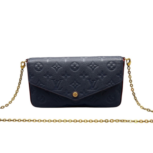 Louis Vuitton Pochette Felicie Chain Wallet Monogram Empreinte Dark Blue