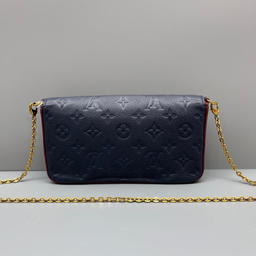 Louis Vuitton Pochette Felicie Chain Wallet Monogram Empreinte Dark Blue