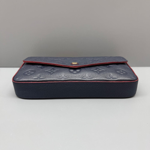 Louis Vuitton Pochette Felicie Chain Wallet Monogram Empreinte Dark Blue