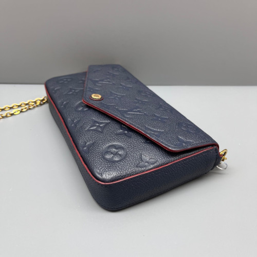 Louis Vuitton Pochette Felicie Chain Wallet Monogram Empreinte Dark Blue