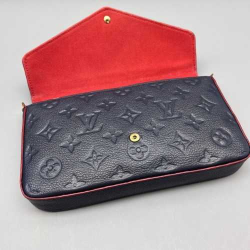 Louis Vuitton Pochette Felicie Chain Wallet Monogram Empreinte Dark Blue