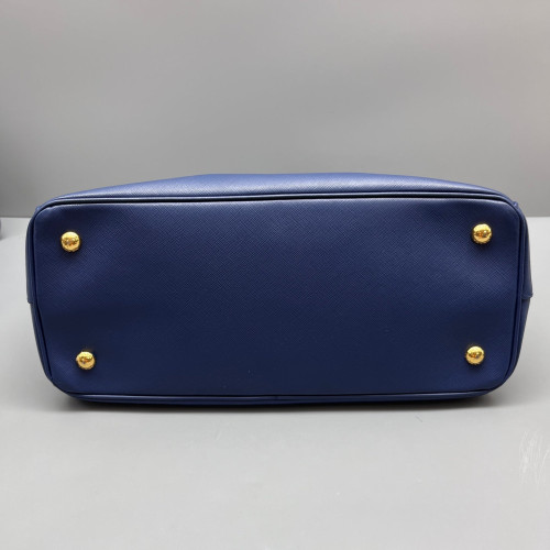 Prada Medium Galleria Double Zip Tote Saffiano Calfskin Dark Blue