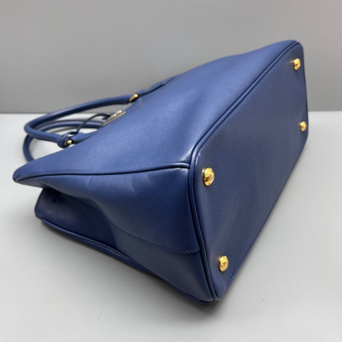 Prada Medium Galleria Double Zip Tote Saffiano Calfskin Dark Blue