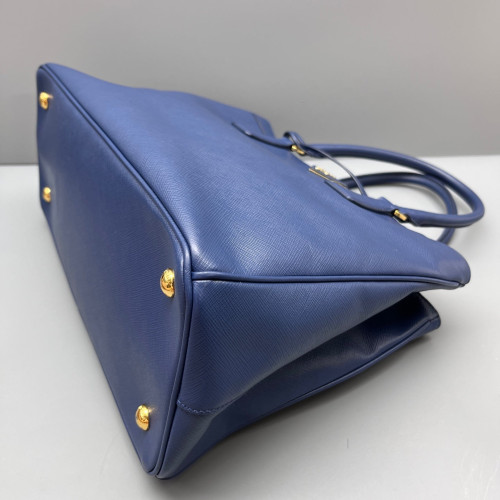 Prada Medium Galleria Double Zip Tote Saffiano Calfskin Dark Blue