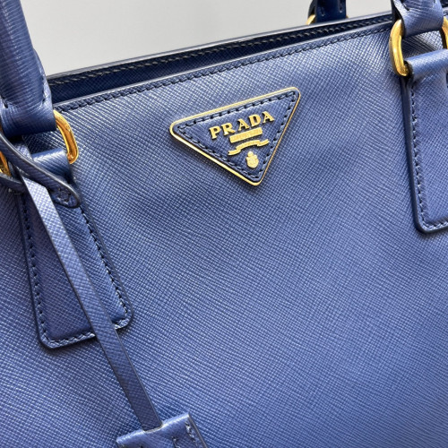 Prada Medium Galleria Double Zip Tote Saffiano Calfskin Dark Blue