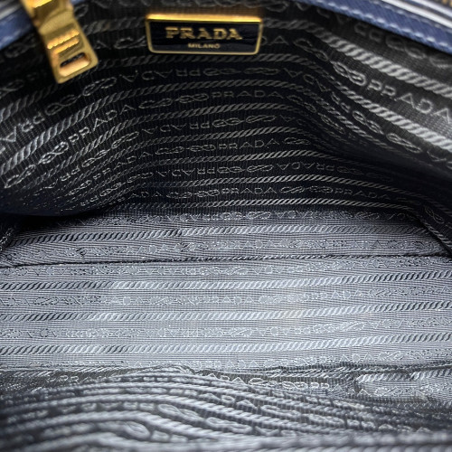 Prada Medium Galleria Double Zip Tote Saffiano Calfskin Dark Blue