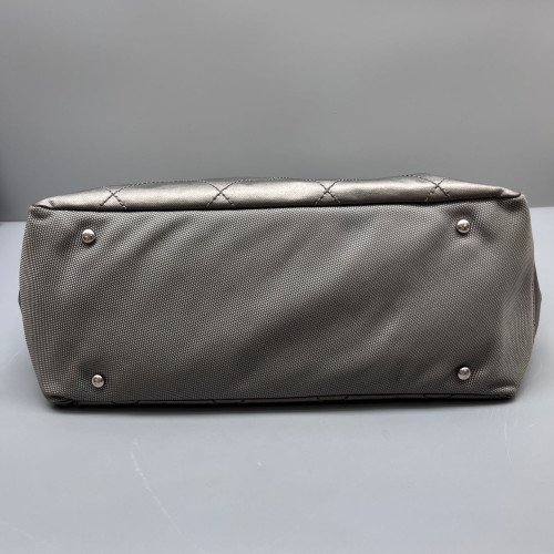Chanel Quilted Handbag Calfskin Grey Beige