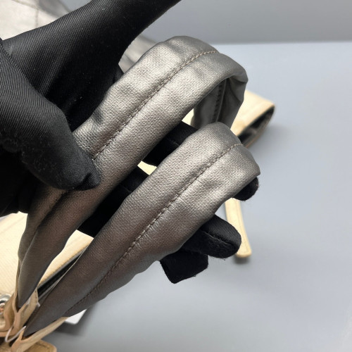Chanel Quilted Handbag Calfskin Grey Beige