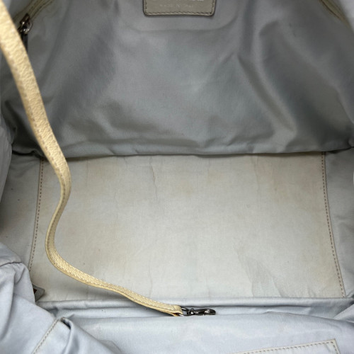 Chanel Quilted Handbag Calfskin Grey Beige