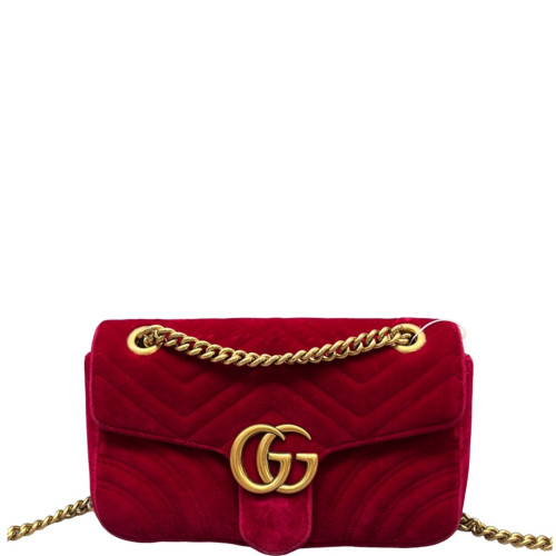 Gucci Small GG Marmont Velvet Red