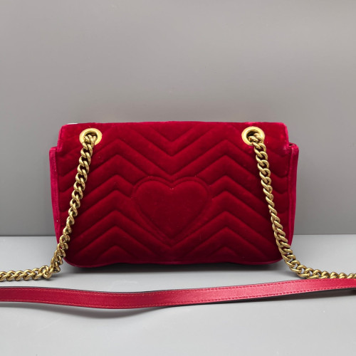 Gucci Small GG Marmont Velvet Red