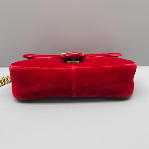 Gucci Small GG Marmont Velvet Red