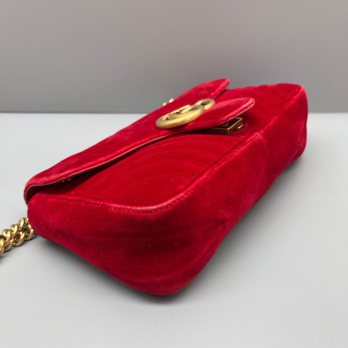 Gucci Small GG Marmont Velvet Red