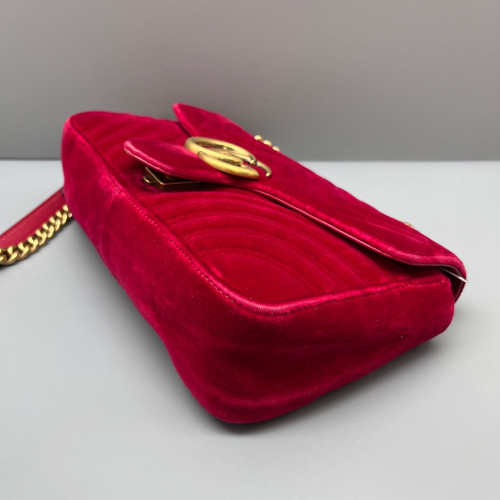 Gucci Small GG Marmont Velvet Red