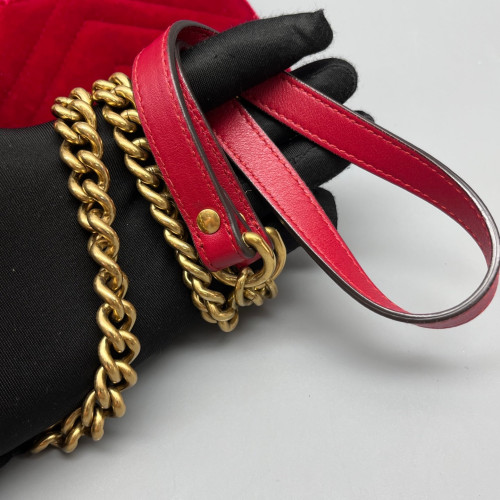 Gucci Small GG Marmont Velvet Red
