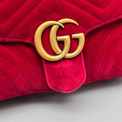 Gucci Small GG Marmont Velvet Red