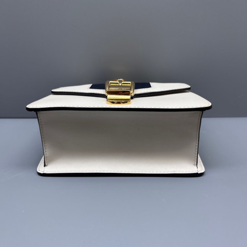 Gucci Mini Sylvie Shoulder Bag Calfskin White Blue Red