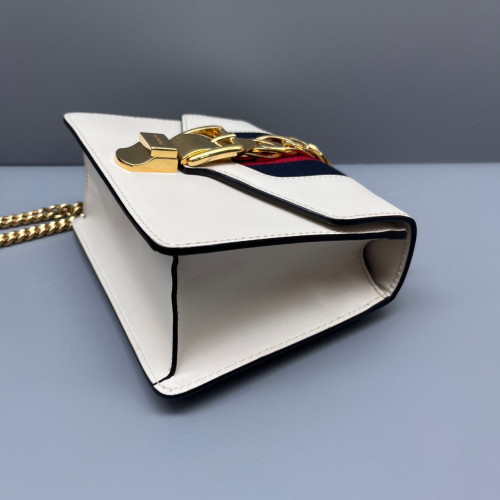 Gucci Mini Sylvie Shoulder Bag Calfskin White Blue Red